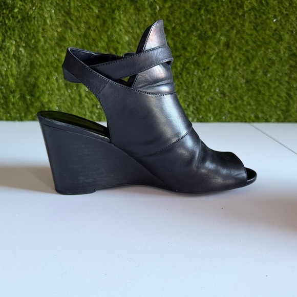 Lauren Ralph Lauren Leather Peep Toe Ankle Strap Wedge Bootie Abelle - Picture 5 of 10